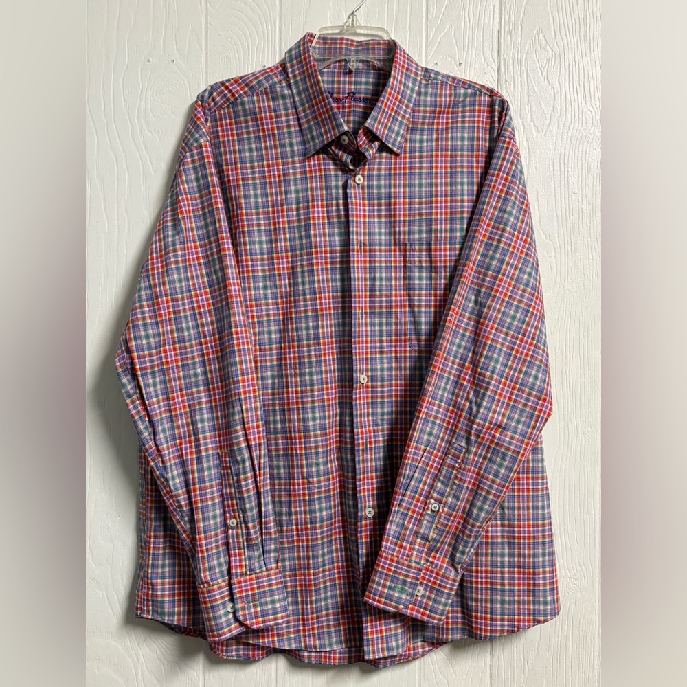 Alan Flusser Multicolor Colorful Cotton Long Sleeve Button Up Men's XL
